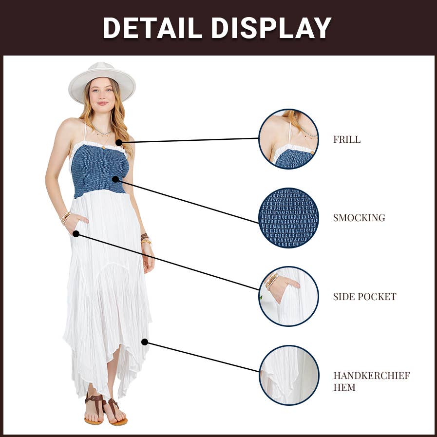 Handkerchief Hem Mid-Length Dress with Patches