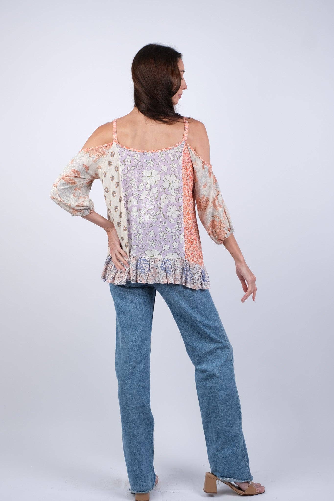 Rosy Mosaic Off Shoulder Summer Top