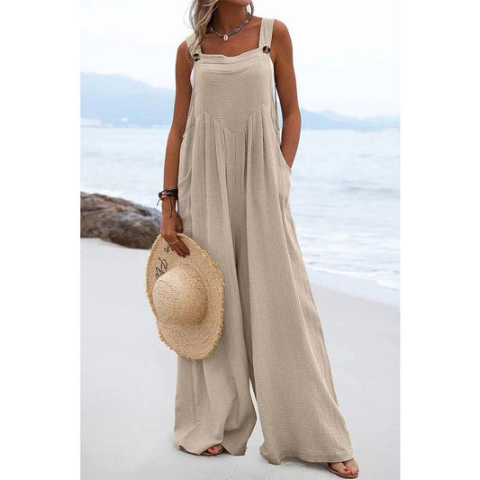 Ethnic Solid Color Wide Leg Jumpsuit