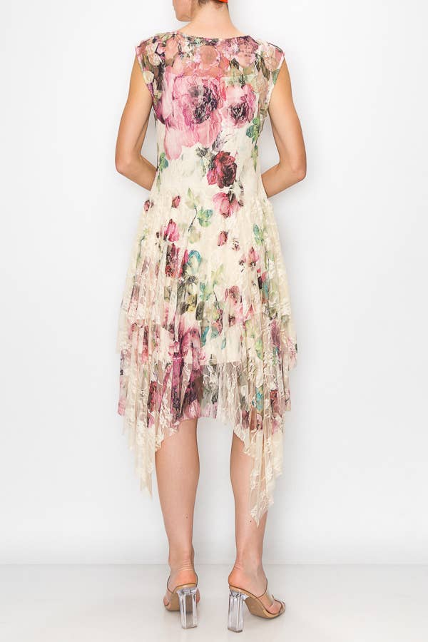 Rose Print Lace Dress