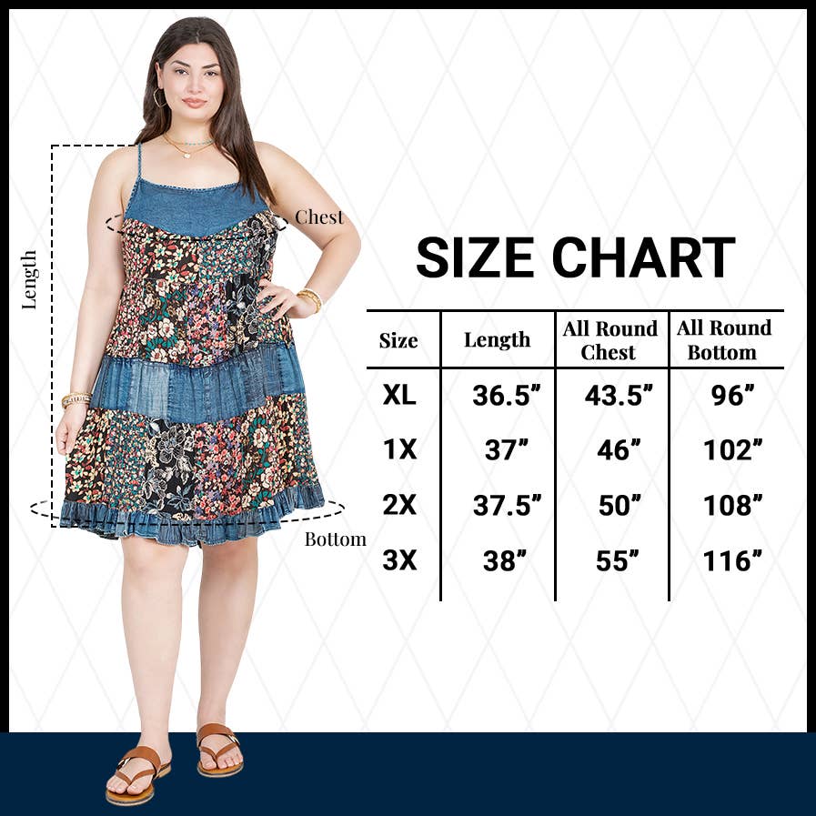 Flirty Babydoll Spaghetti Dress with Denim Yoke