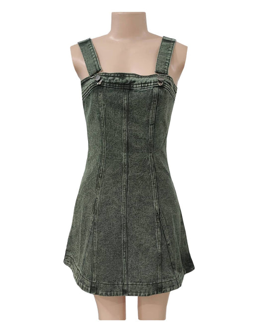 Street Western Vibe Denim Strap Mini Dress