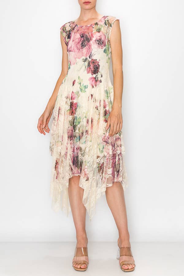 Rose Print Lace Dress